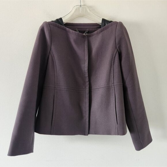 MILLY | Lamb Leather Blazer Gray Sz 6 - Picture 1 of 7